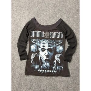 Womens Top Dimmu Borgir Black Mesh Sleeve Graphic Metal Shirt, Size XS